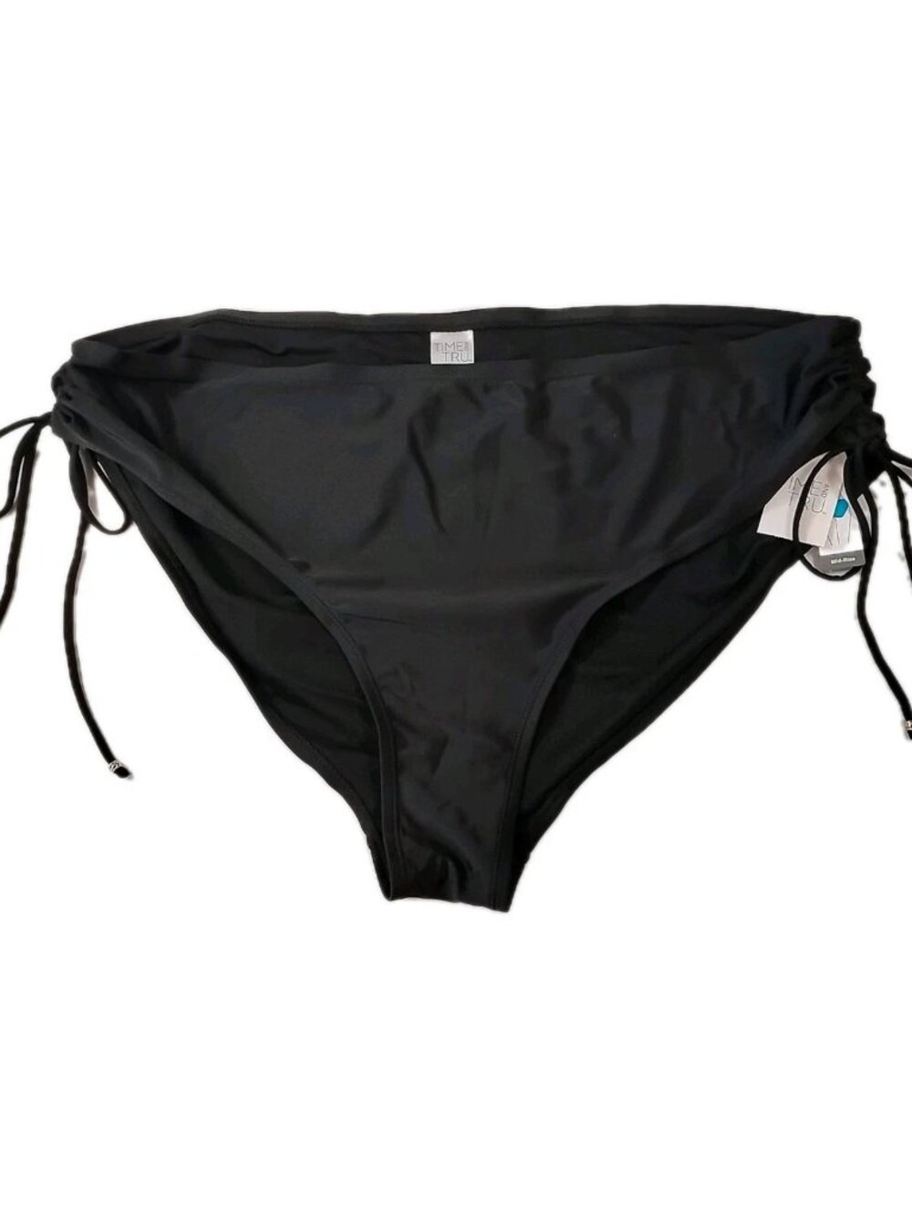 Black High Waist Bikini Bottoms Ruched Side Tie Full Coverage Women 2x Swimwear